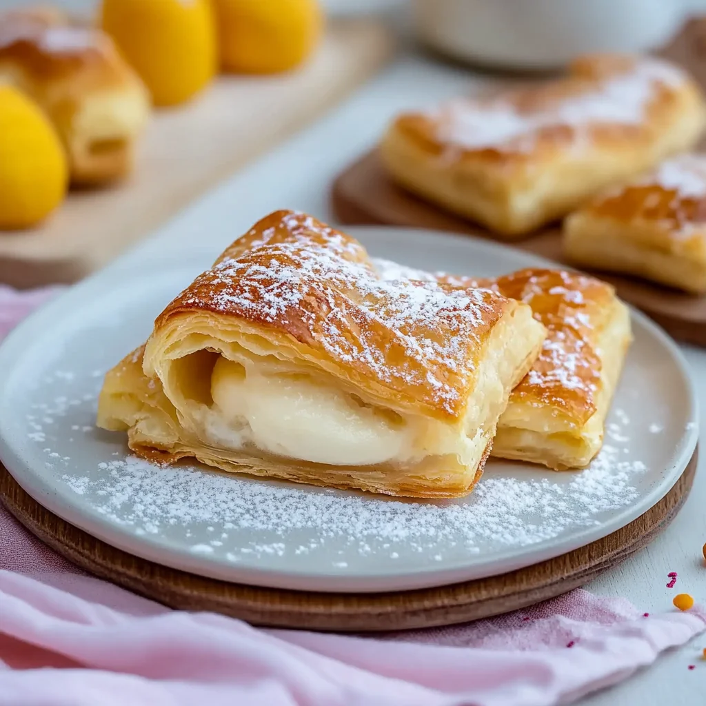 Süße Blätterteig-Teilchen mit Vanillepudding