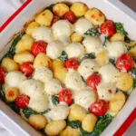 Gnocchi Auflauf mit Spinat, Tomate und Mozzarella