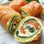 Lachs Frischkäse Rolle mit Spinat