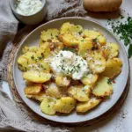 Quetschkartoffeln mit Parmesan und Kräuterquark